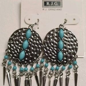 R J Graziano Silver Plated Earrings w/ Turquoise